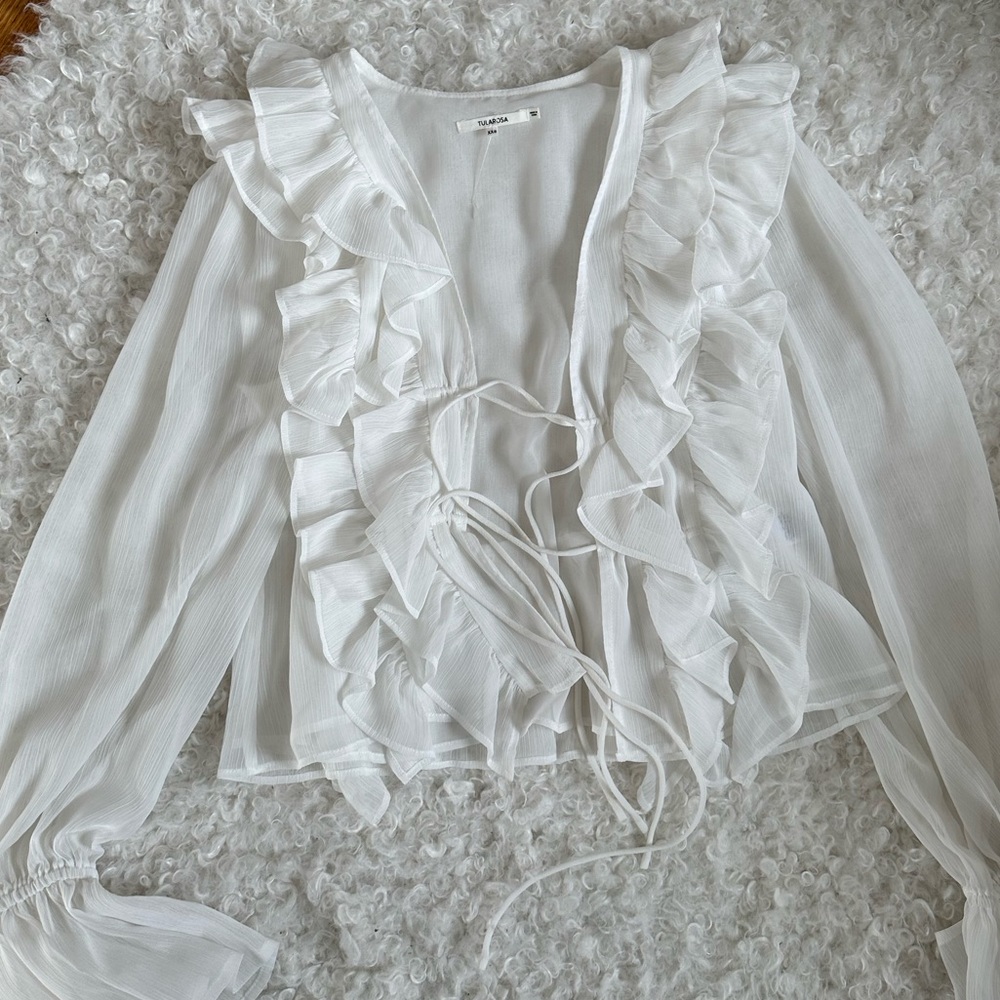 NWOT Tularosa Ruffle Tie Front Chiffon Blouse XXS